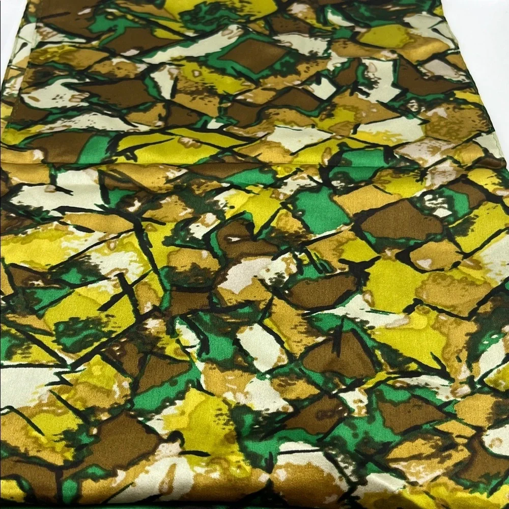 Vintage Designer Jones New York Silk Scarf Geometric Jewel Tones Vibrant Colors